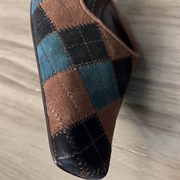 PAOLO PATCHWORK  LEATHER CLOSED TOE SLIDE HEELS VINTAGE SIZE 7 - Picture 11 of 16